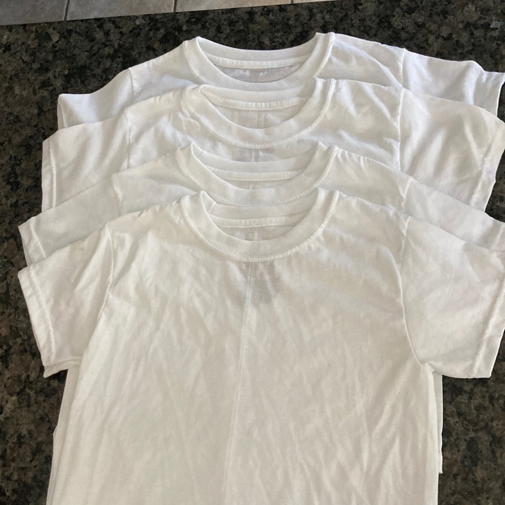 Kids size small hanes white t shirts, bundle of 4